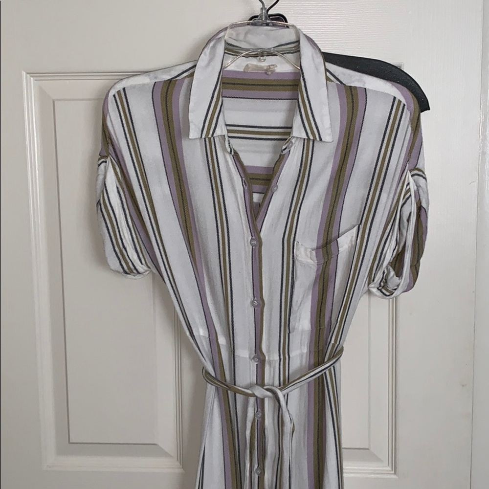Multi colored Striped Button Down Toe Waist Dress